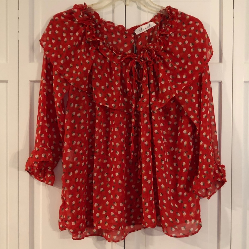 Chicwish nwt floral ruffle neck blouse size m